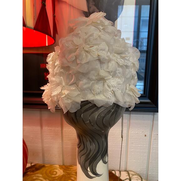 vintage 1960s white rose petal turban 60s floral hat mod avant garde wedding mcm main image 5
